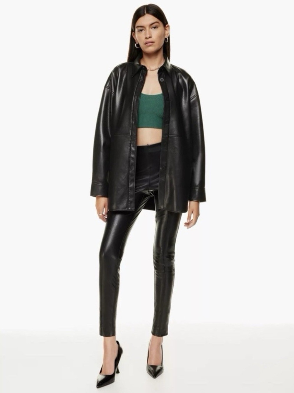 Aritzia Babaton Pelli Shirt Jacket - Black vegan leather - Small